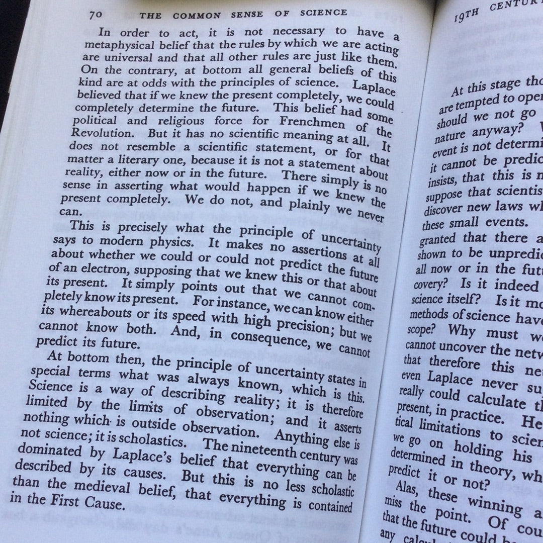 'The Common Sense of Science' by J. Bronowski