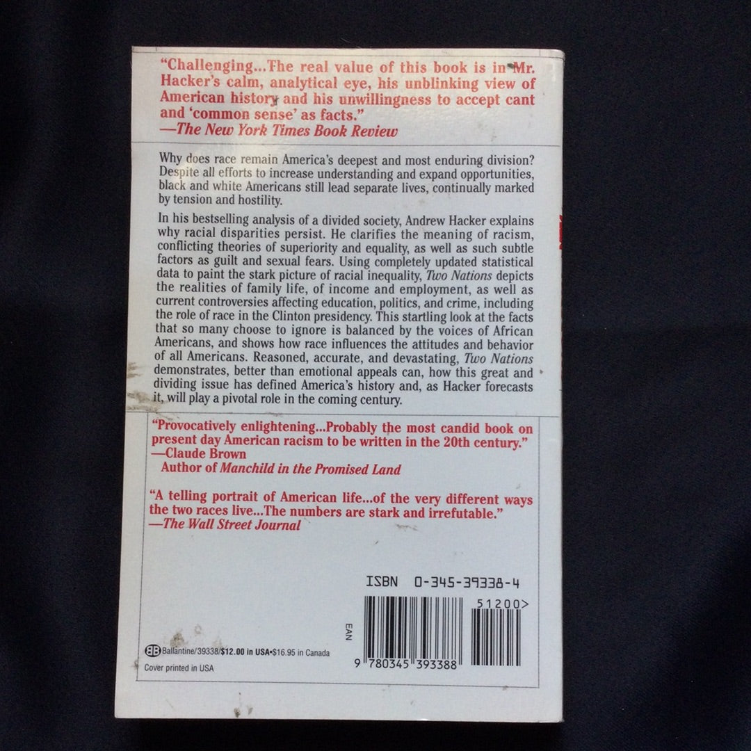 'Two Nations, Black and White, Separate, Hostile, Unequal' by Andrew Hacker