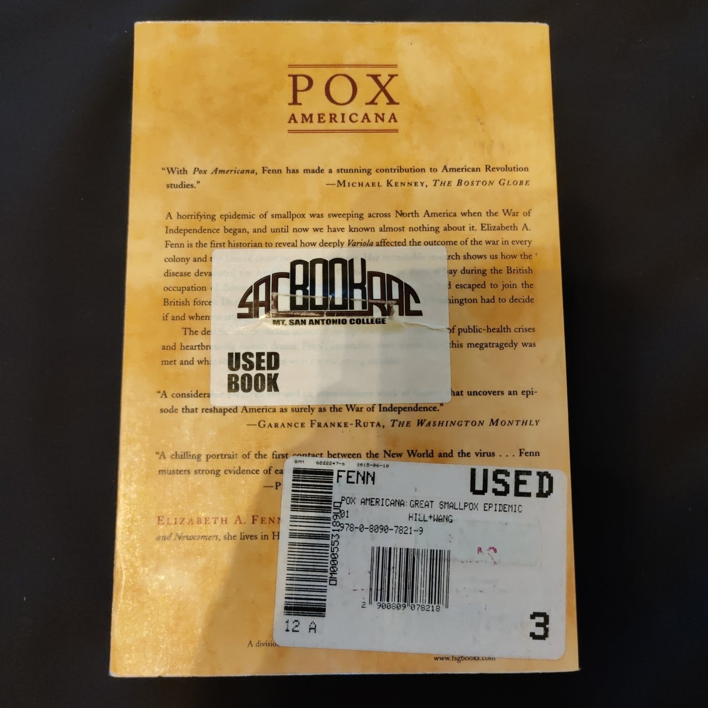 'Pox Americana, The Great Smallpox Epidemic of 1775-82' by Elizabeth A. Fenn