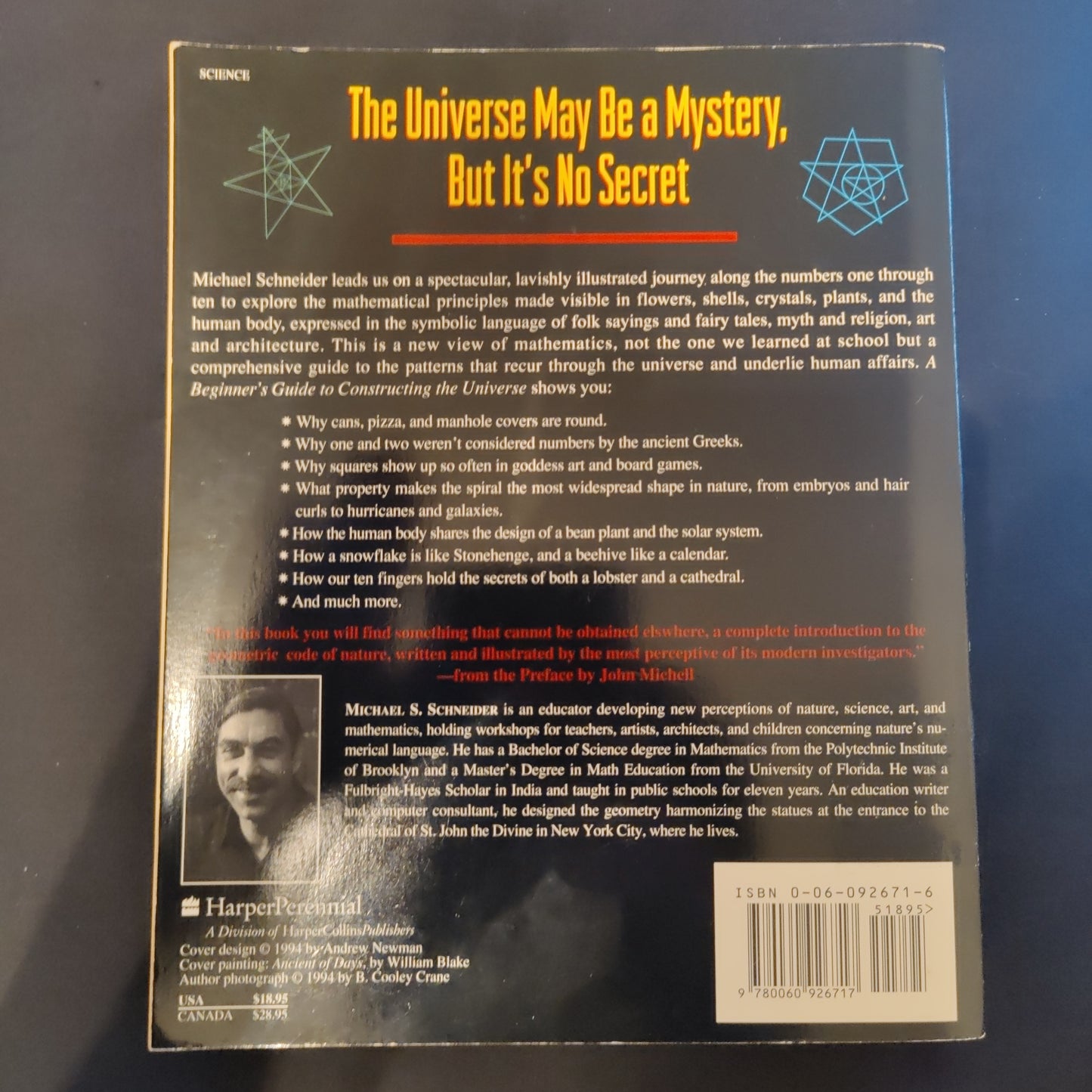 'A Beginner's Guide to Constructing the Universe, Mathematical Archetypes of Nature, Art & Science' by Michael S. Schneider