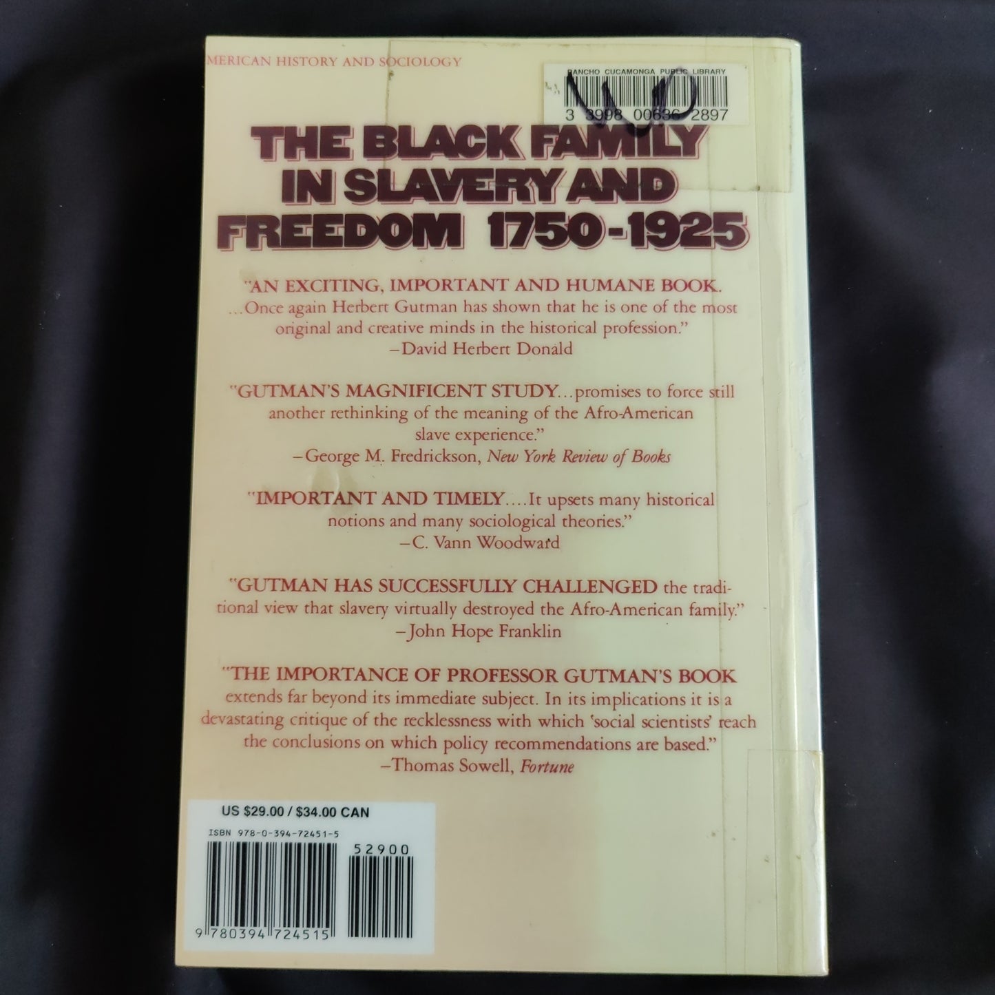 'The Black Family in Slavery and Freedom 1750-1925' by Herbert Gutman