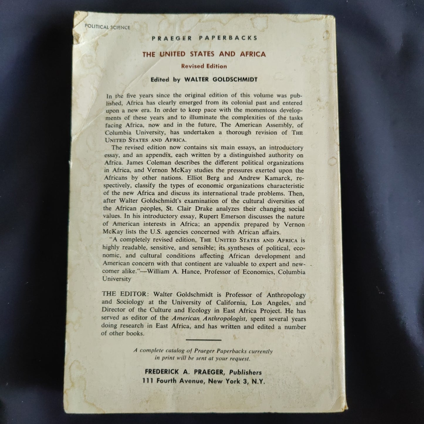 'The United States and Africa' by Walter Goldschmidt