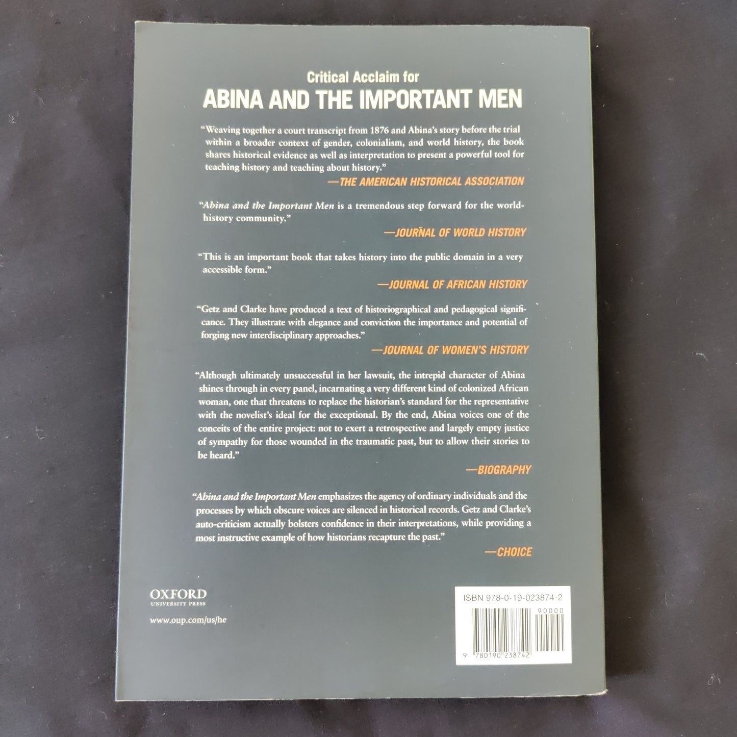 'Abina and the Important Men' by Trevor Getz & Liz Clarke