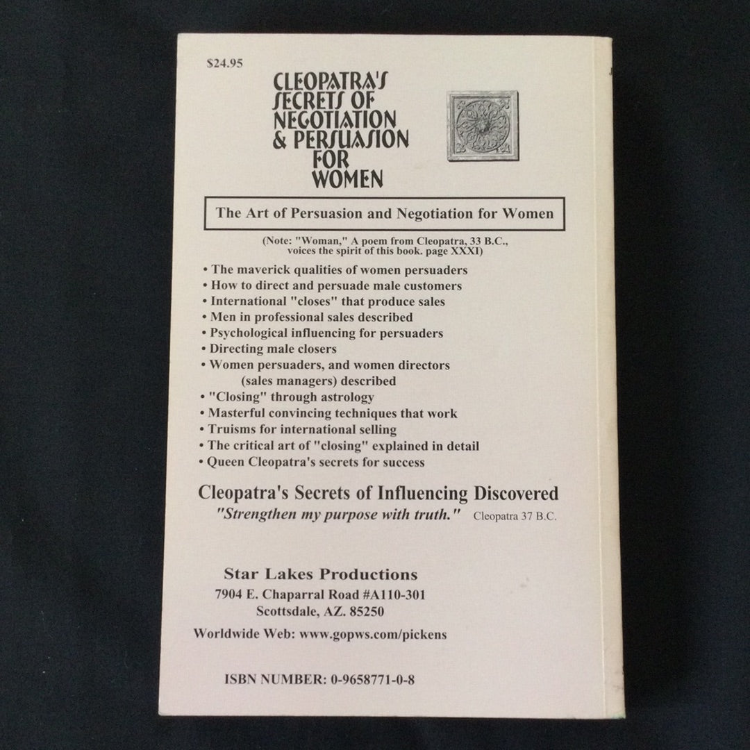 ‘Cleopatra’s Secrets of Negotiation & Persuasion for Women’ by J.W. Pickens