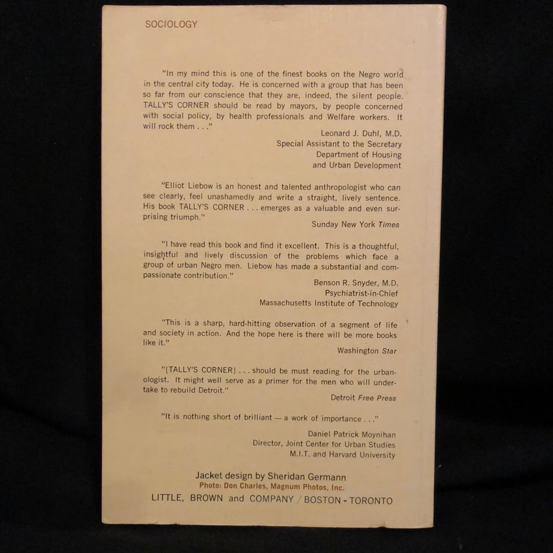 ‘Tally’s Corner, a Study of Negro Streetcorner Men’ by Elliot Liebow