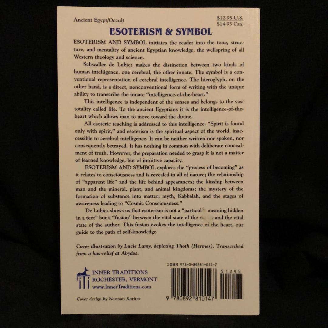 ‘Esoterism & Symbol’ by R.A. Schwaller de Lubicz