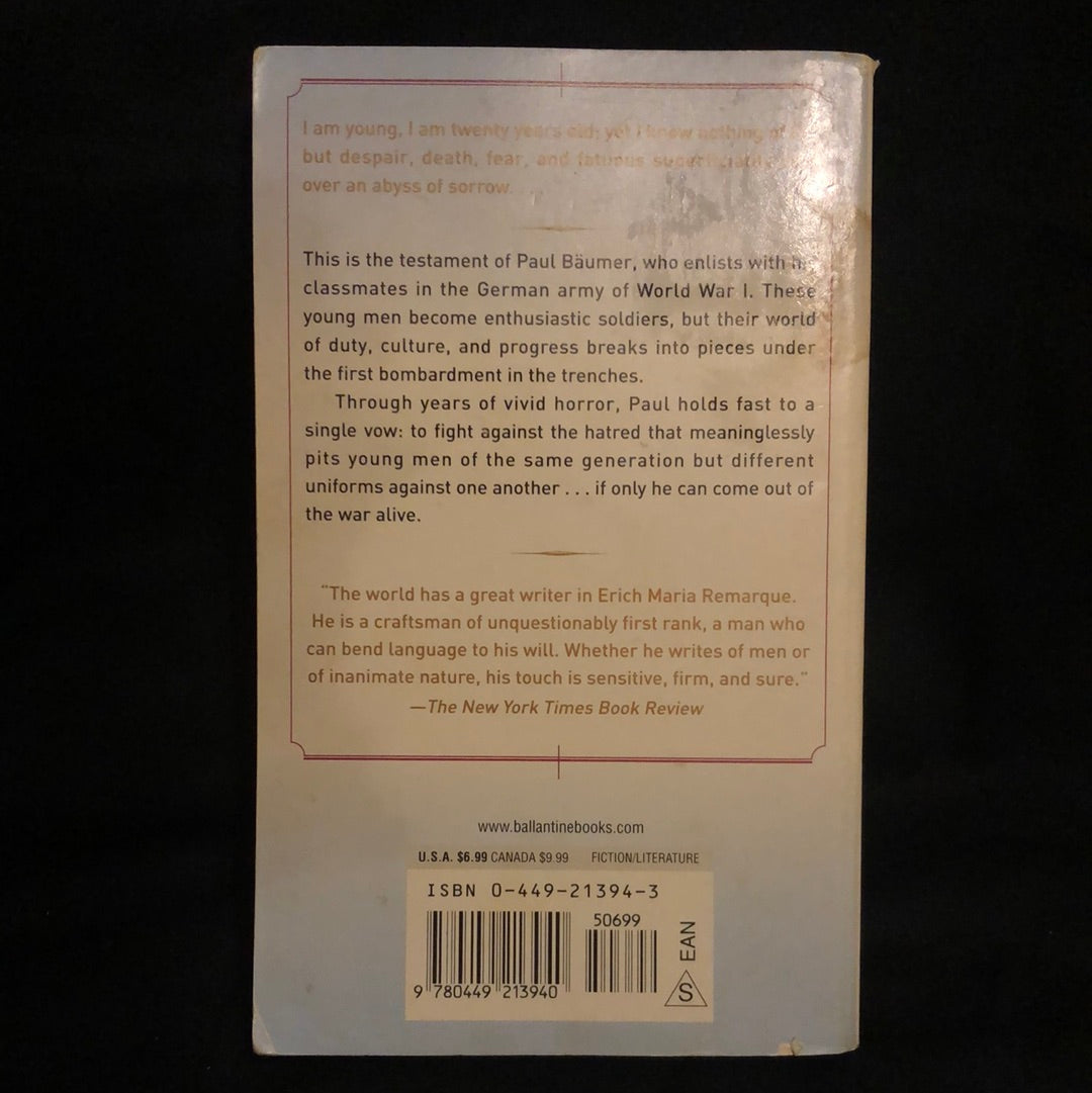 ‘All Quiet on the Western Front’ by Erich Maria Remarque