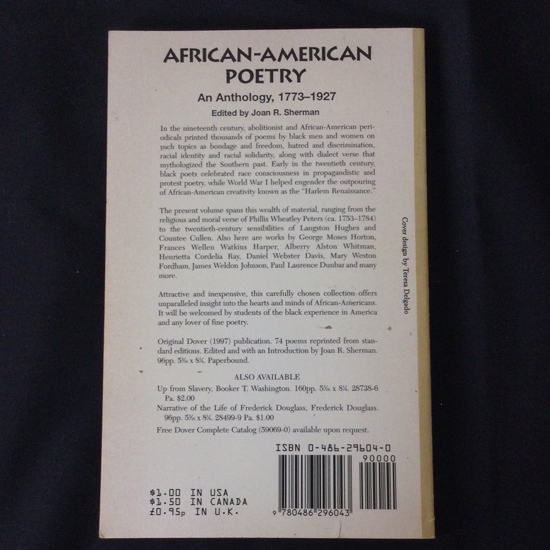 'African-American Poetry, An Anthology, 1773-1927' by Joan R. Sherman